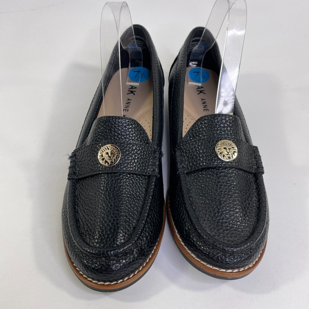 Anne Klein Women's  7 1/2 M Black Pebbled iflex Slip On Loafers Excellent - Picture 2 of 7